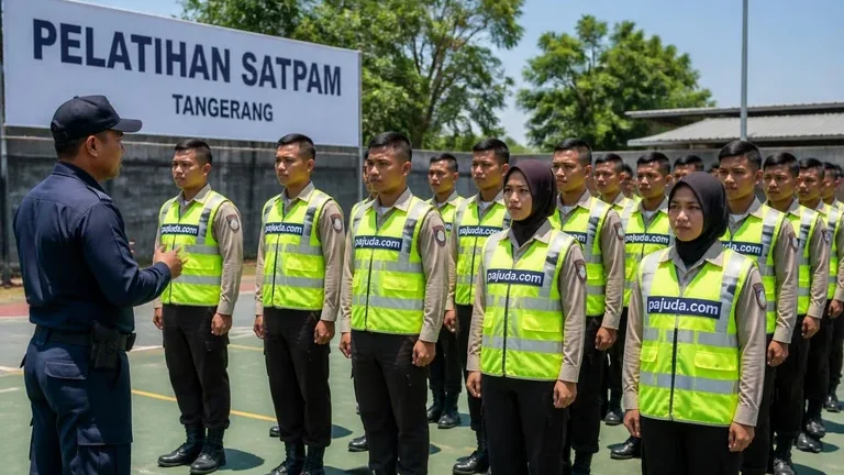 Diklat gada pratama Tangerang — peserta pelatihan satpam di lapangan latihan Diklat gada pratama Tangerang — peserta pelatihan satpam di lapangan latihan